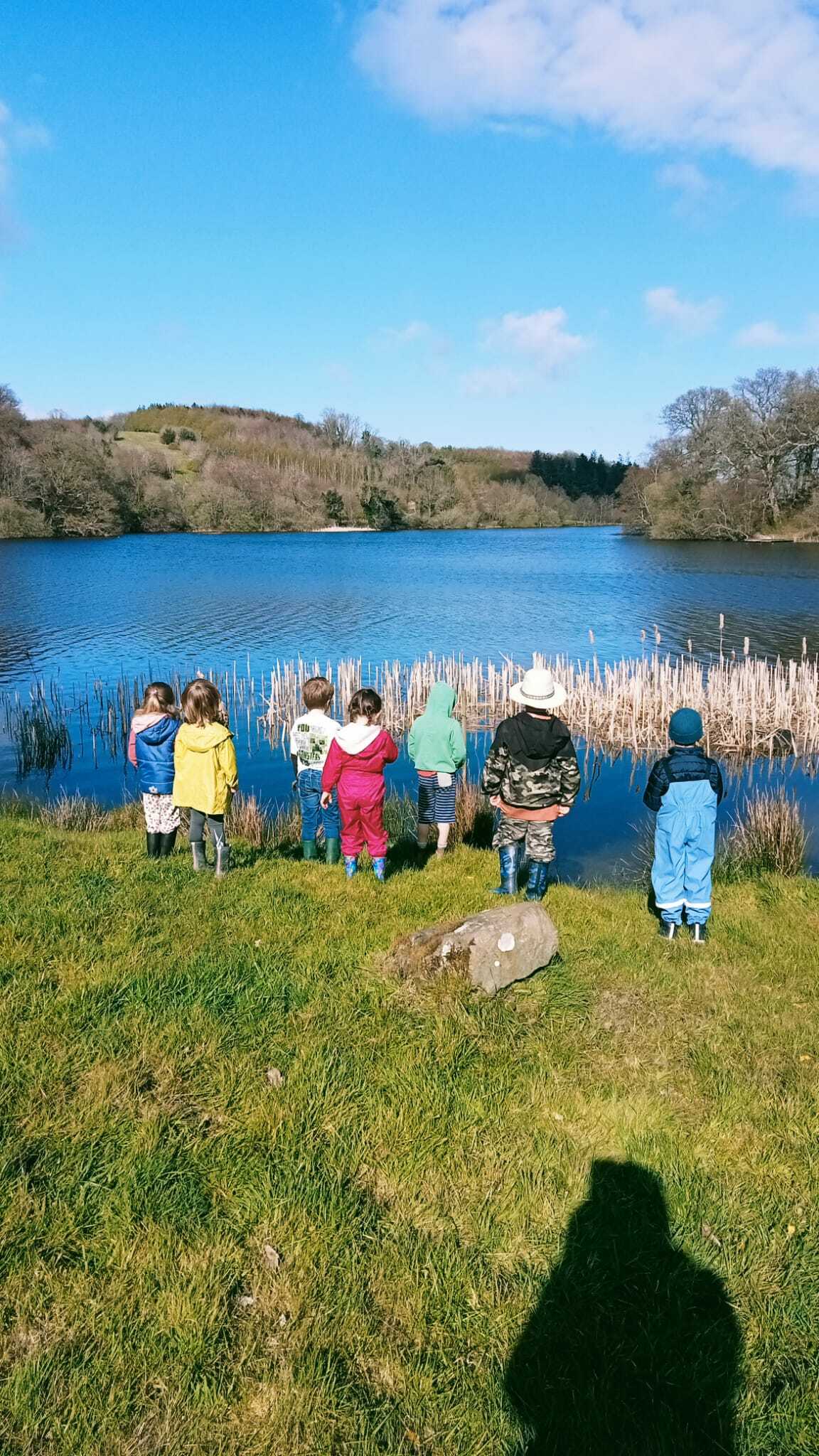 Children group lake