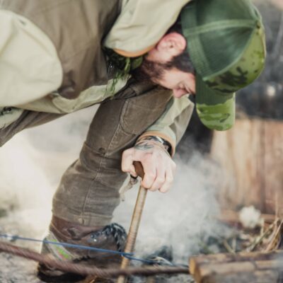 Bushman Rob making fire