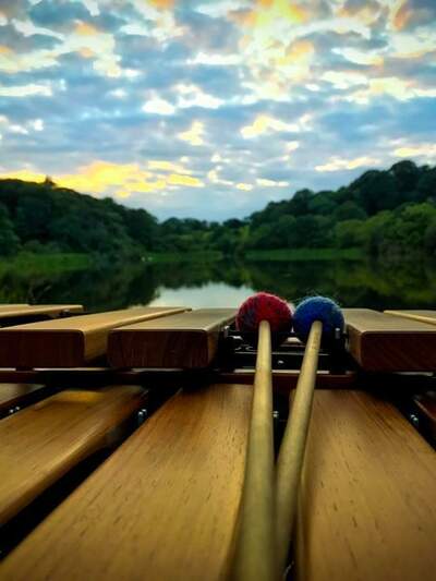 Matt plays his marimba at Finnebrogue Woods